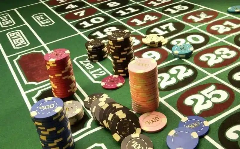 Live casino studio with dealer and game table